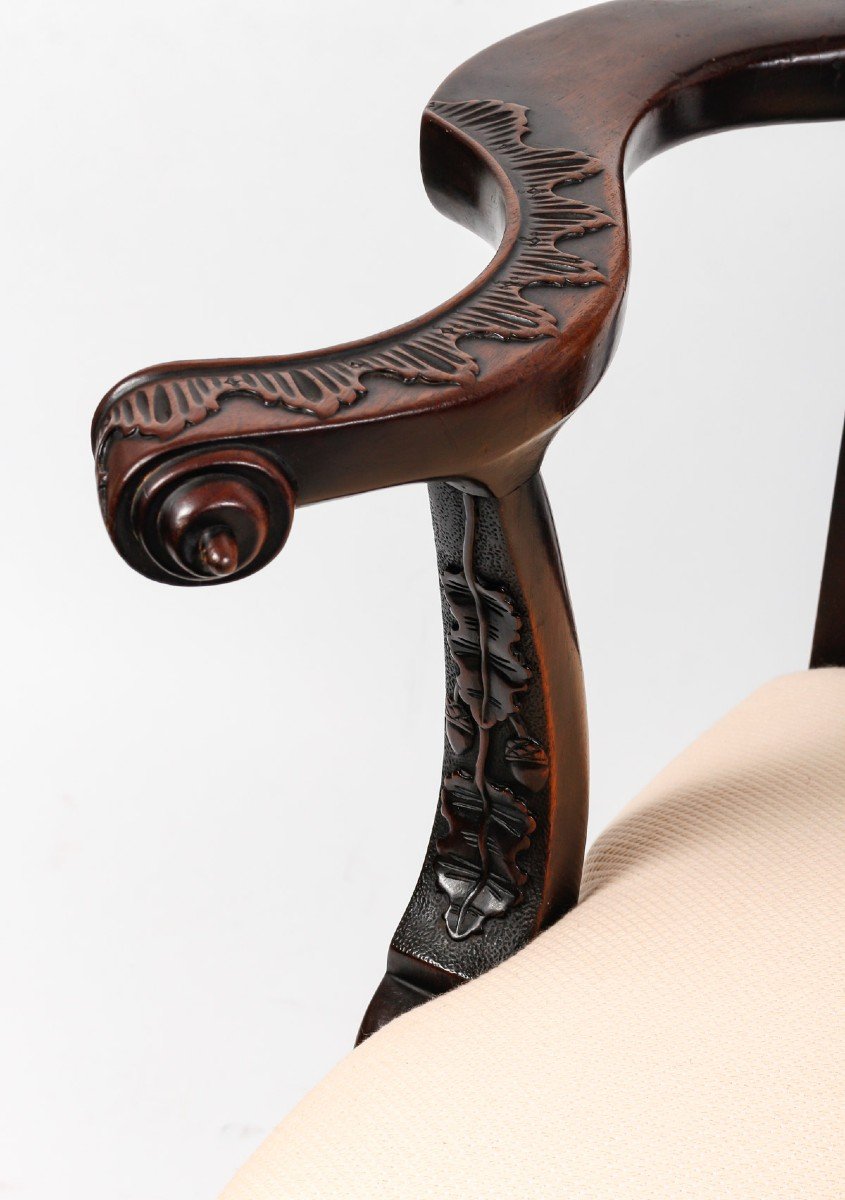 Suite Of 3 Chairs And A Chippendale Style Armchair, XIXth Century.-photo-8