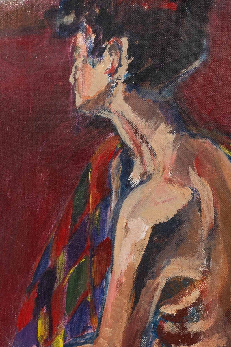 Oil On Canvas, Painting By Evelyne Luez, 20th Century.-photo-2