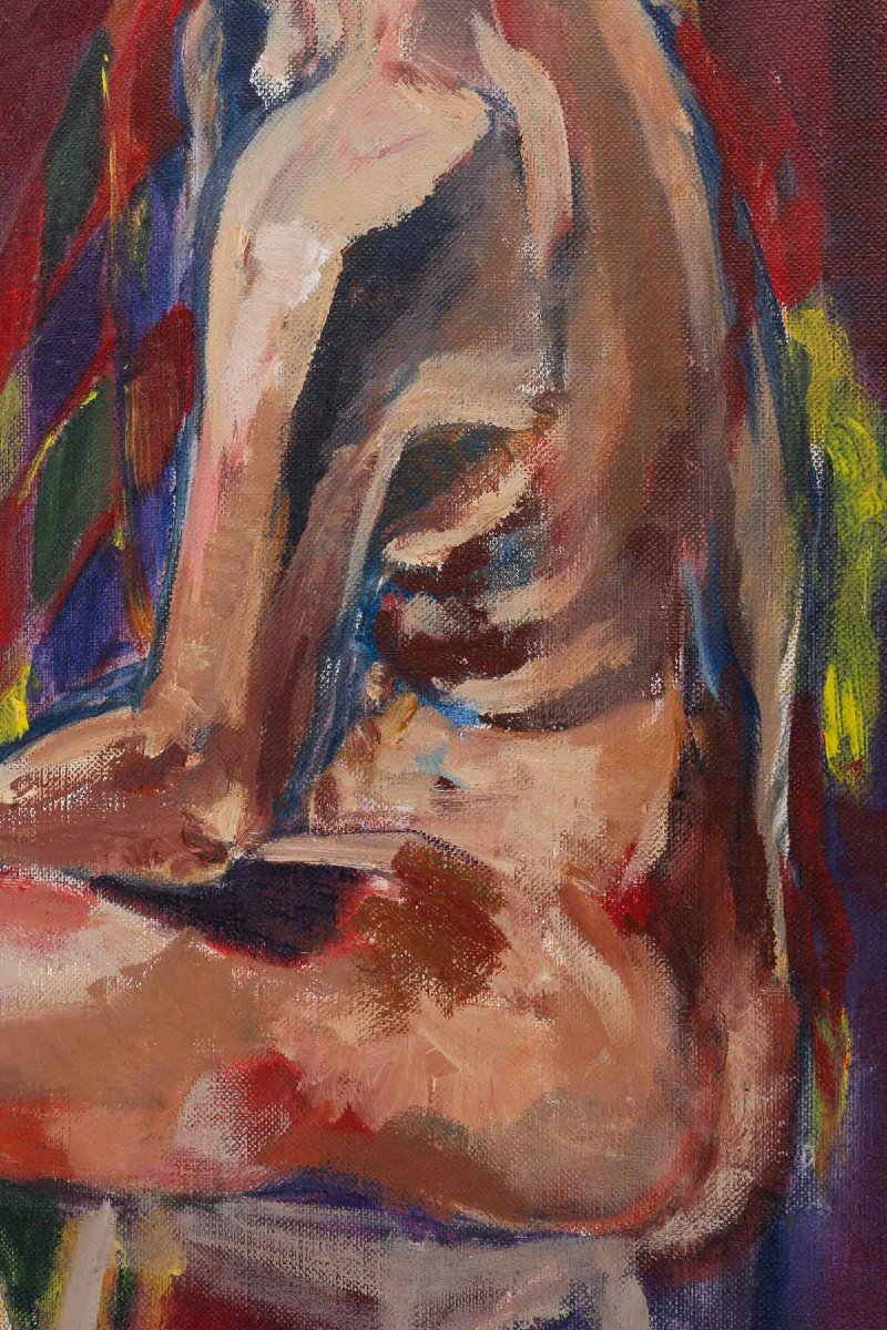 Oil On Canvas, Painting By Evelyne Luez, 20th Century.-photo-3