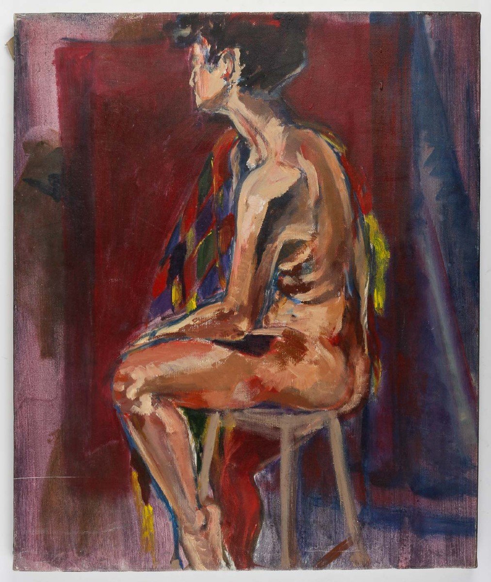 Oil On Canvas, Painting By Evelyne Luez, 20th Century.