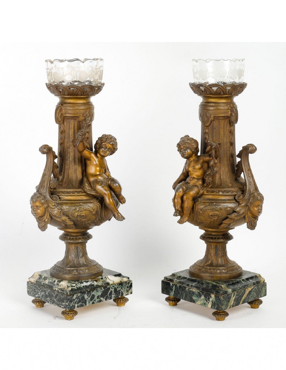 Pair Of Regulate Vases From The 19th Century, Napoleon III Period.-photo-4