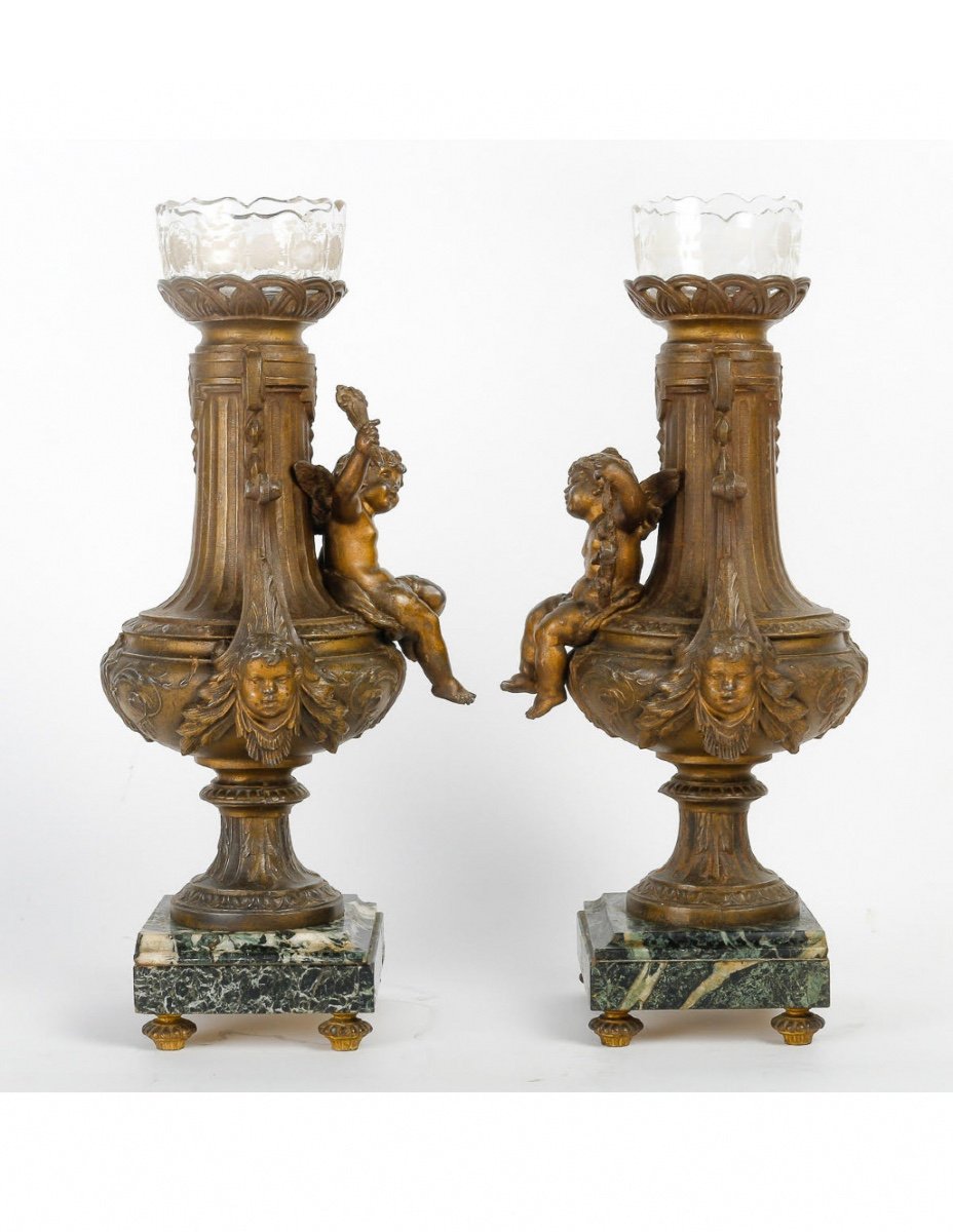 Pair Of Regulate Vases From The 19th Century, Napoleon III Period.-photo-1
