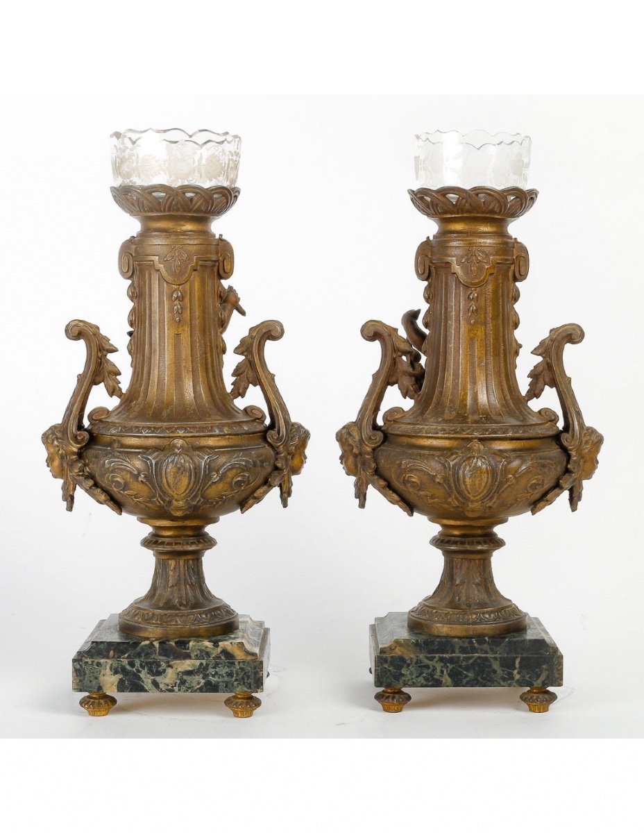 Pair Of Regulate Vases From The 19th Century, Napoleon III Period.-photo-3