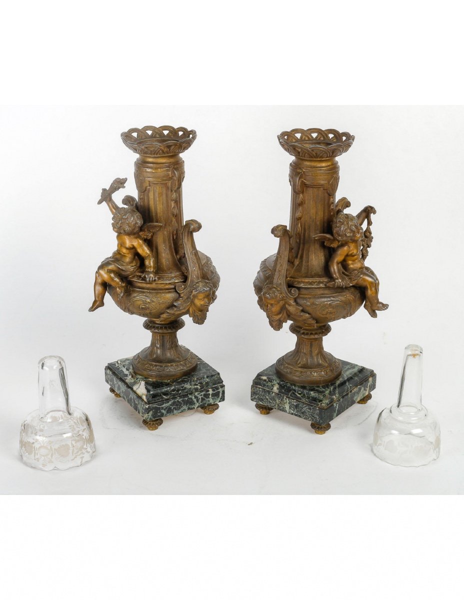 Pair Of Regulate Vases From The 19th Century, Napoleon III Period.-photo-6