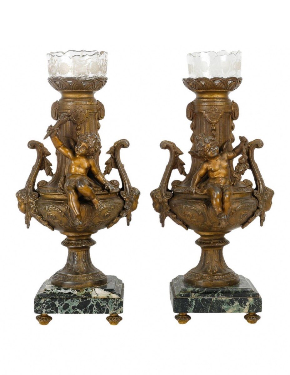 Pair Of Regulate Vases From The 19th Century, Napoleon III Period.