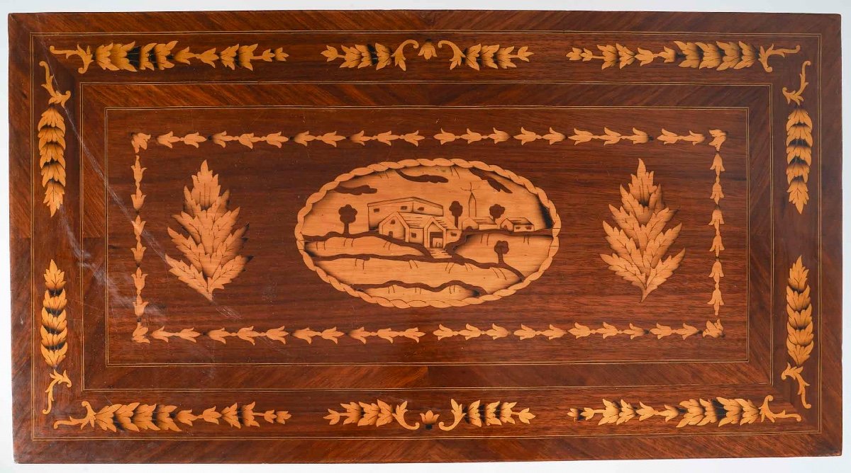 Chessboard, Backgammon Table, Games Table In Wood Marquetry, Early 20th Century.-photo-4