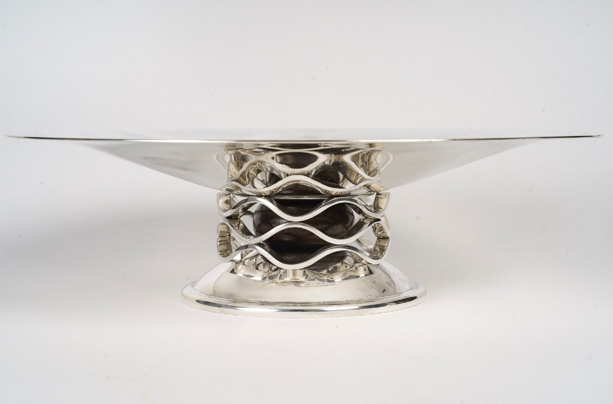 Fruit Bowl From Maison Christofle, Art Deco Period, 1930 In Silver Metal.-photo-2