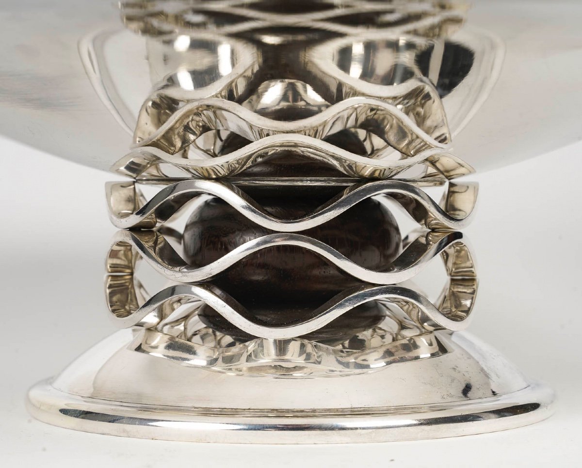 Fruit Bowl From Maison Christofle, Art Deco Period, 1930 In Silver Metal.-photo-3