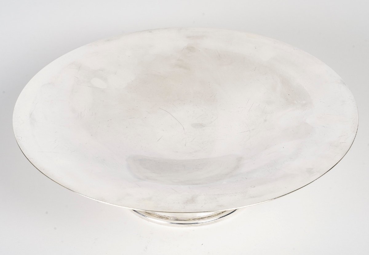 Fruit Bowl From Maison Christofle, Art Deco Period, 1930 In Silver Metal.-photo-4