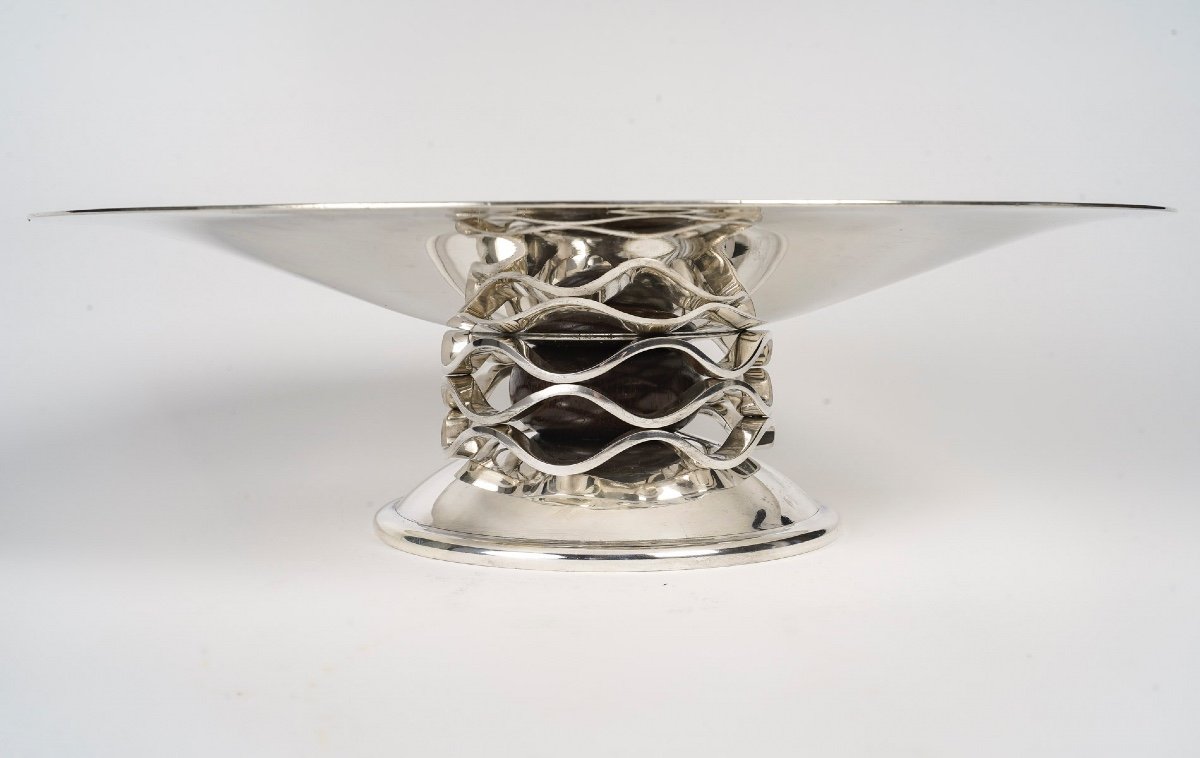 Fruit Bowl From Maison Christofle, Art Deco Period, 1930 In Silver Metal.-photo-1