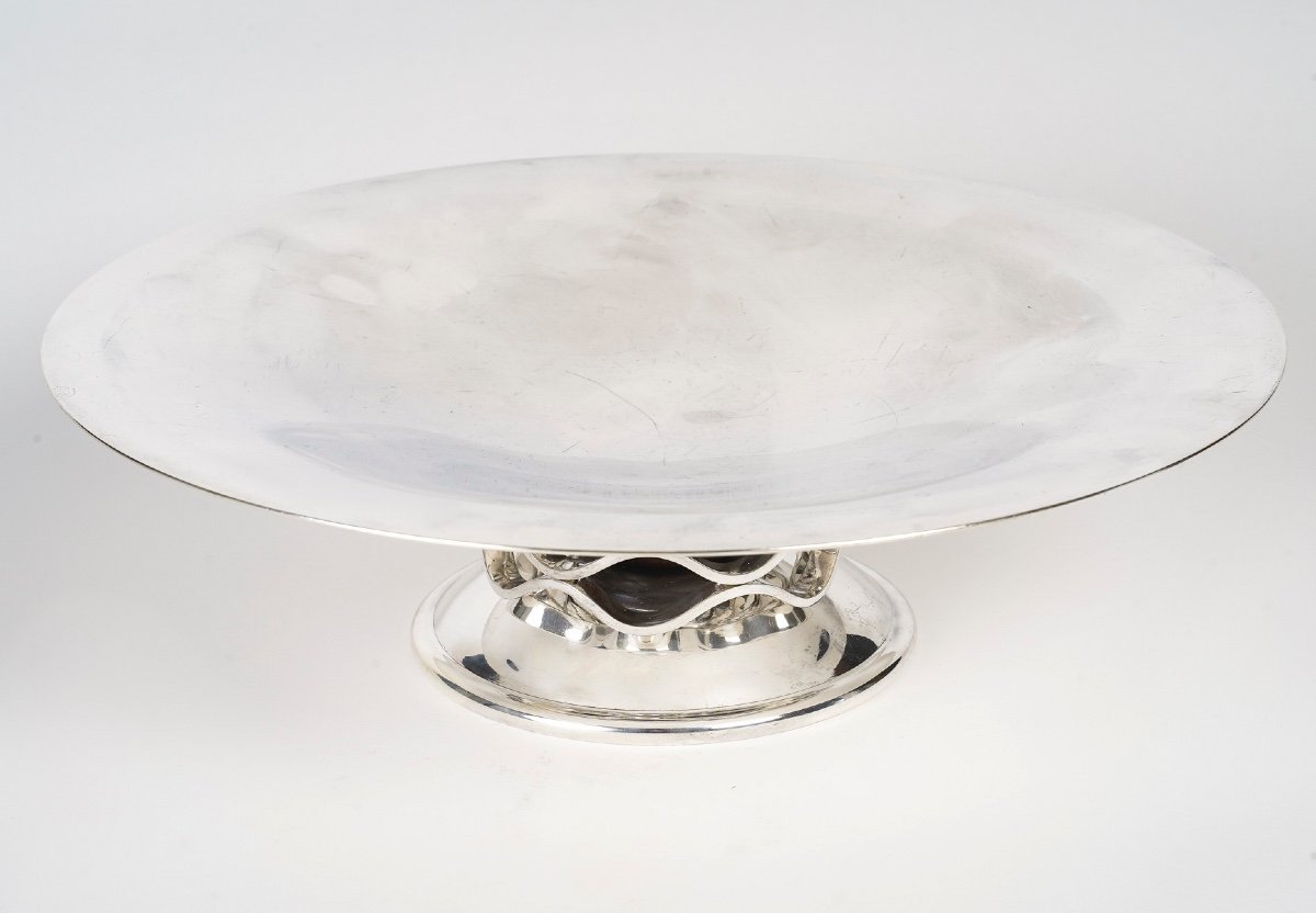 Fruit Bowl From Maison Christofle, Art Deco Period, 1930 In Silver Metal.