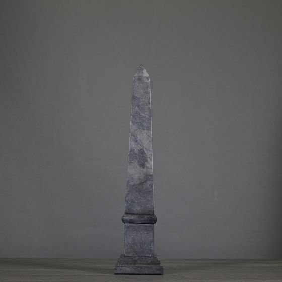Pair Of Small Obelisks In Gray And Black Marble In Napoleon III Style, 20th Century.-photo-2