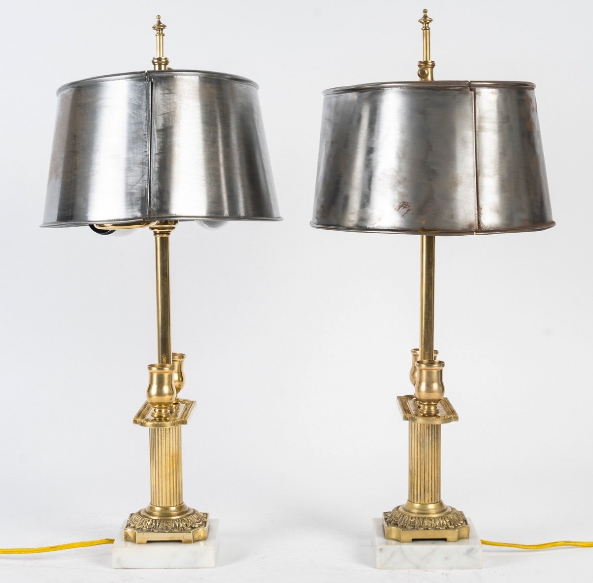 Pair Of Candlesticks Mounted As Table Lamps, 19th Century, Napoleon III Period.-photo-4