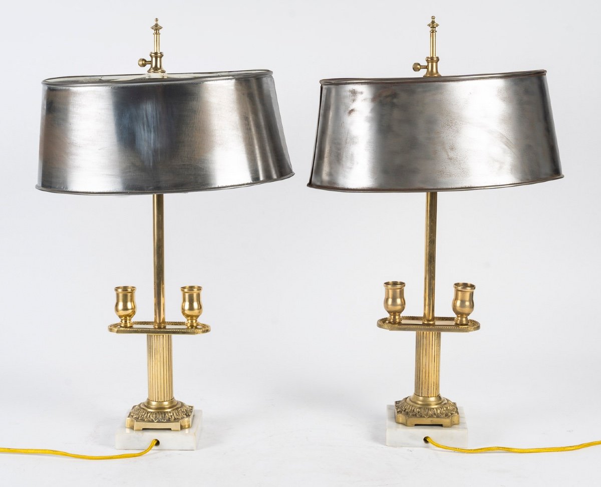 Pair Of Candlesticks Mounted As Table Lamps, 19th Century, Napoleon III Period.-photo-1