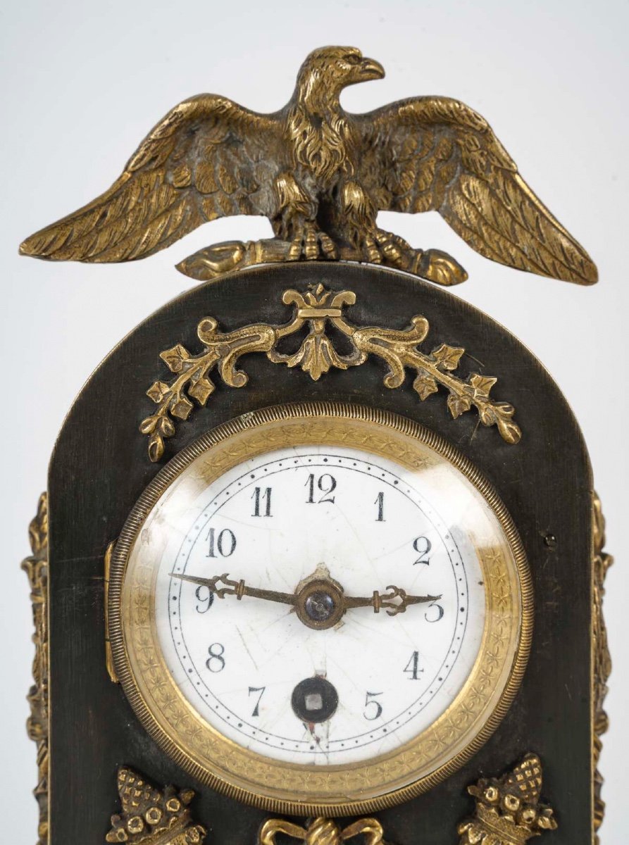Empire Style Bronze Travel Clock, Late 19th Century Or Early 20th Century.-photo-2