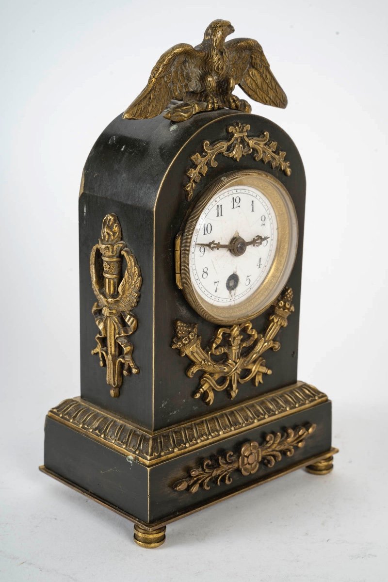 Empire Style Bronze Travel Clock, Late 19th Century Or Early 20th Century.-photo-3