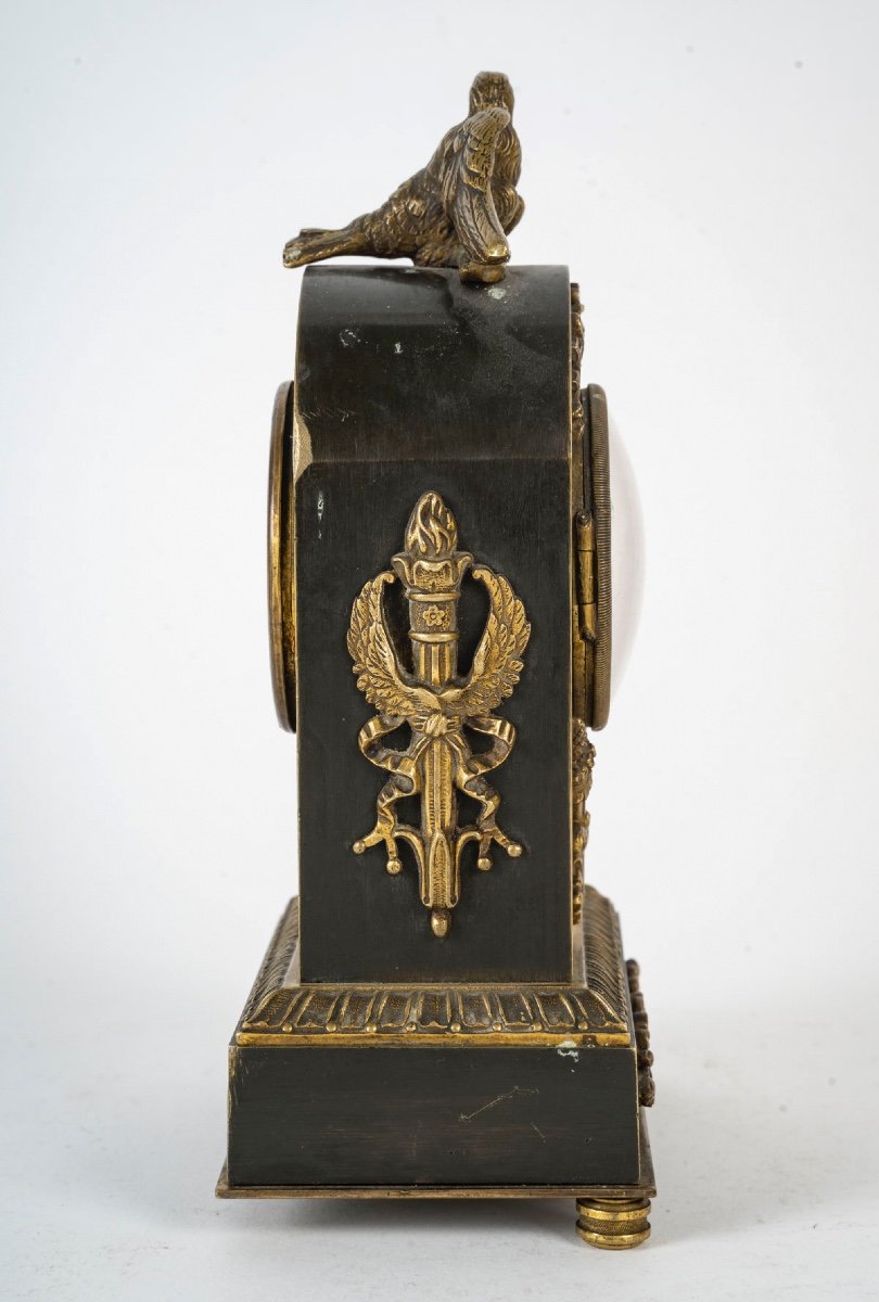 Empire Style Bronze Travel Clock, Late 19th Century Or Early 20th Century.-photo-4