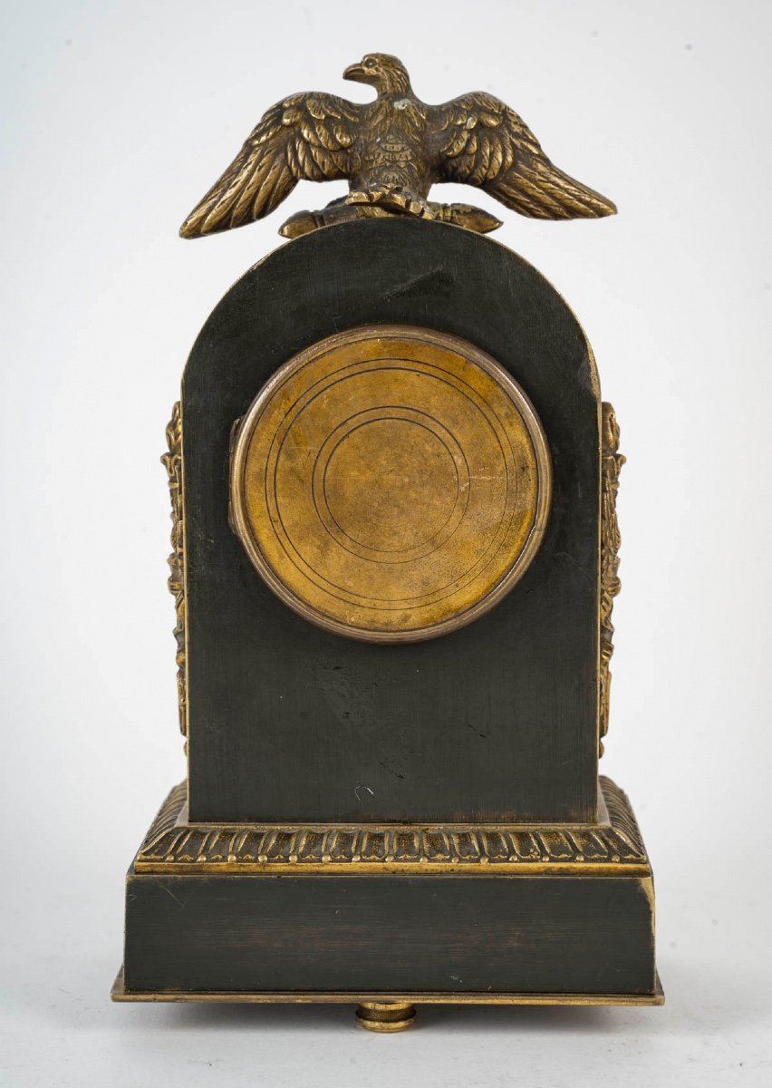 Empire Style Bronze Travel Clock, Late 19th Century Or Early 20th Century.-photo-1