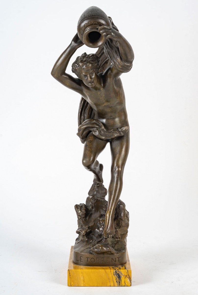 Sculpture By U.basset, Le Torrent, Bronze Sculpture, 19th Century, Napoleon III-photo-2