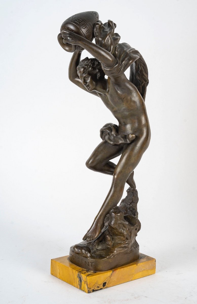 Sculpture By U.basset, Le Torrent, Bronze Sculpture, 19th Century, Napoleon III-photo-1