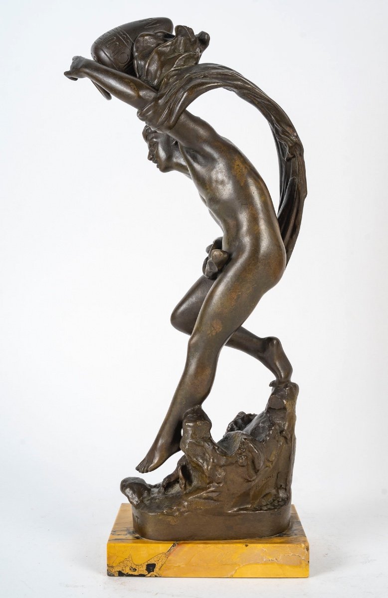 Sculpture By U.basset, Le Torrent, Bronze Sculpture, 19th Century, Napoleon III-photo-3