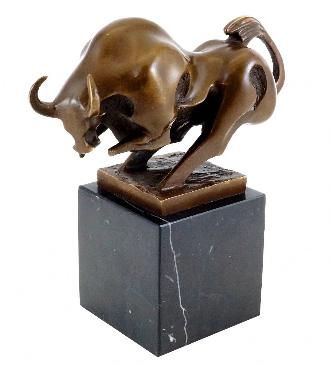 Bronze Sculpture Representing A Bull In Movement, 20th Century-photo-3