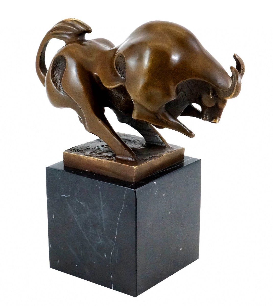 Bronze Sculpture Representing A Bull In Movement, 20th Century-photo-1
