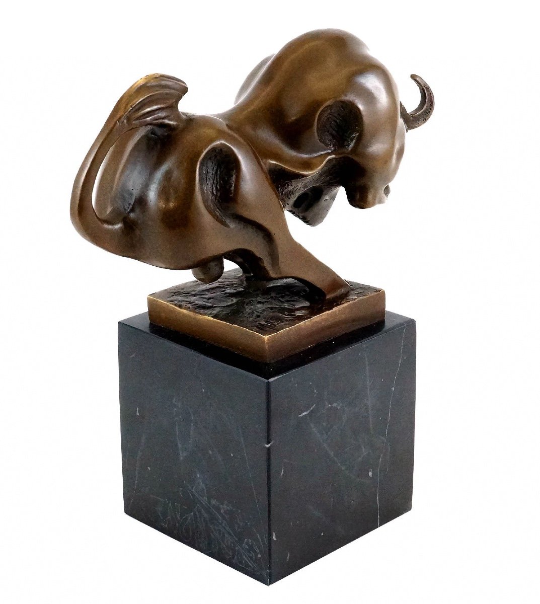 Sculpture En Bronze Représentant Un Taureau En Mouvement, XXème Siècle-photo-4