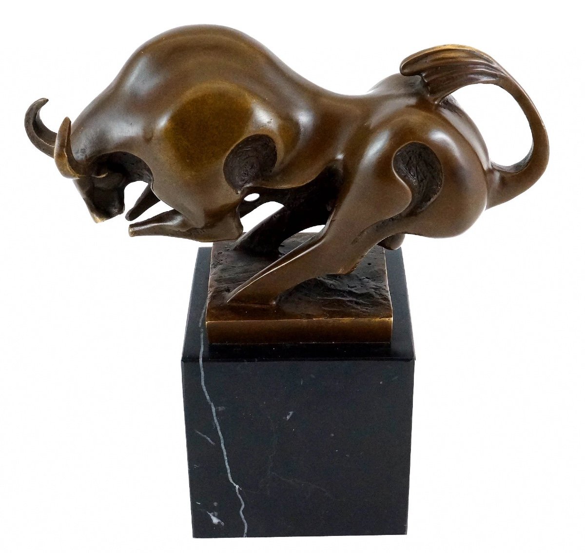 Bronze Sculpture Representing A Bull In Movement, 20th Century-photo-6