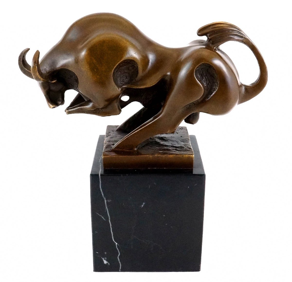 Bronze Sculpture Representing A Bull In Movement, 20th Century