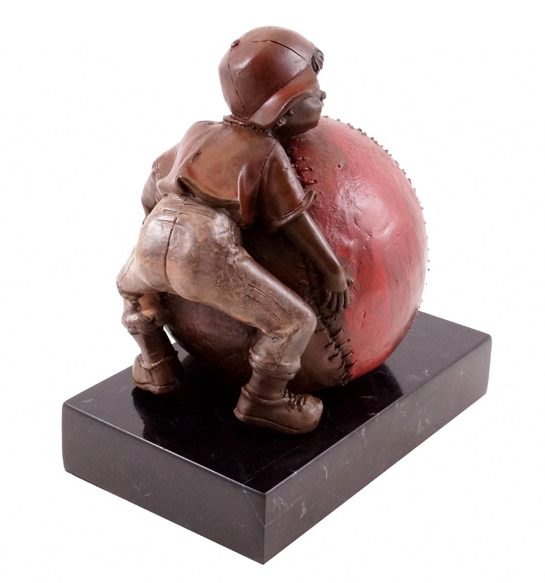 Bronze Sculpture Representing The Child And The Joy Of Baseball, 20th Century.-photo-4