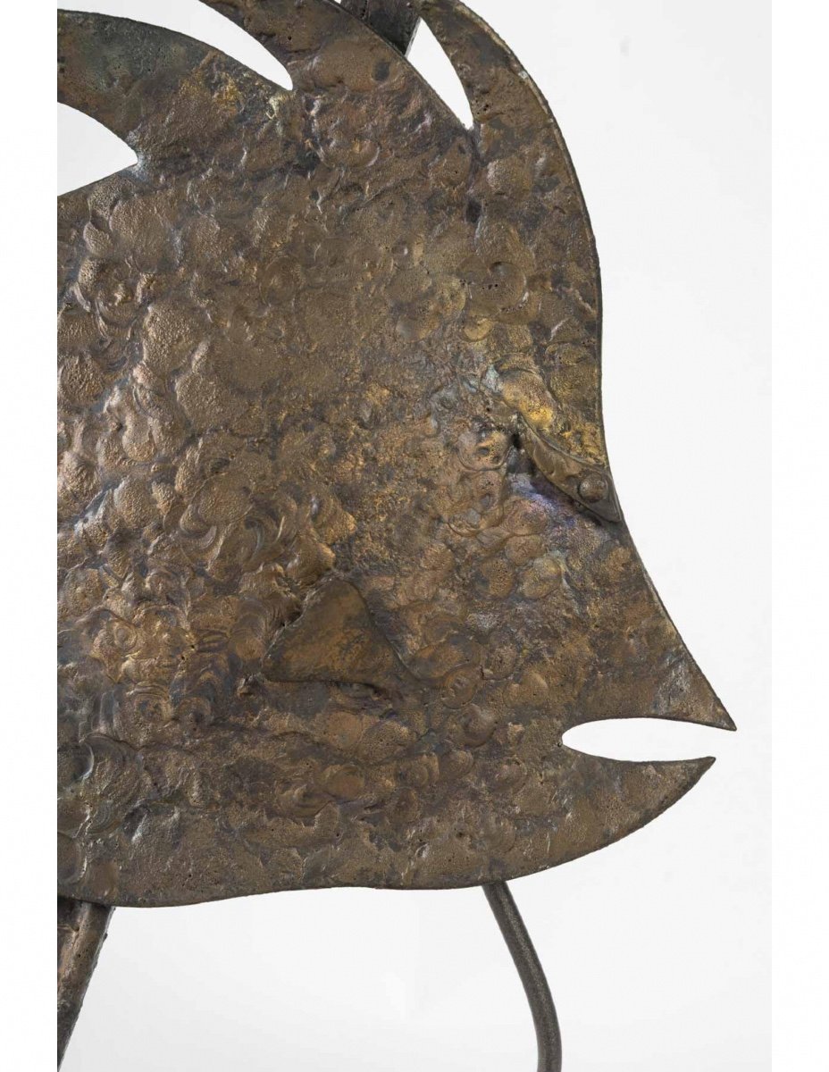 Sculpture En Fer Forgé Représentant Un Poisson D’époque Art Déco, Circa 1930.-photo-4