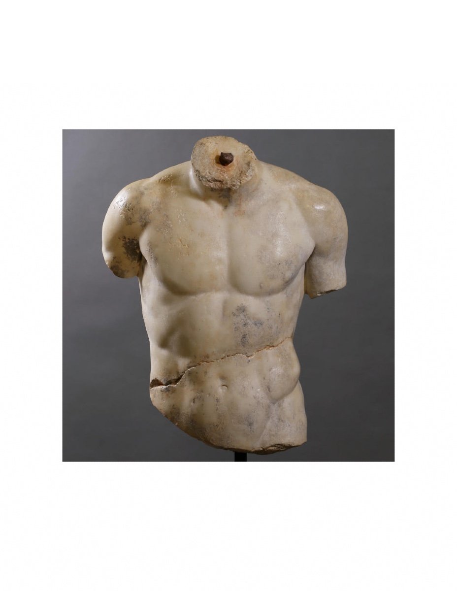 Sculpture Representing A Male Torso In The Hellenistic Taste, 21st Century.-photo-3
