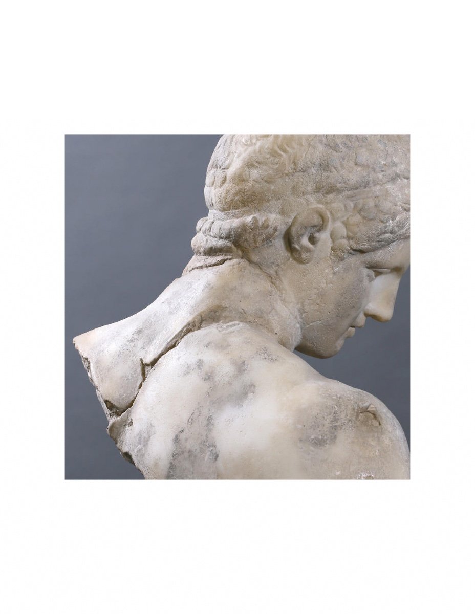 Sculpture Representing A Bust Of A Greek Athlete In The Hellenistic Era, 21st Century.-photo-3