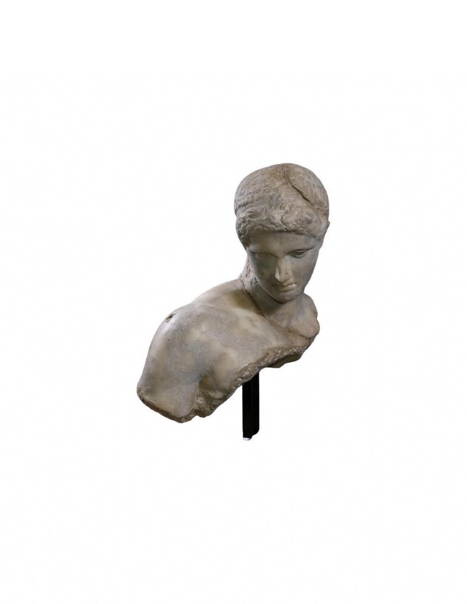 Sculpture Representing A Bust Of A Greek Athlete In The Hellenistic Era, 21st Century.-photo-1