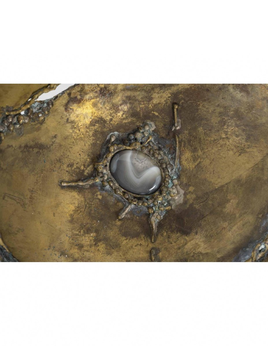 Brass Cup With Semi-precious Stone Inlay, 1960.-photo-3