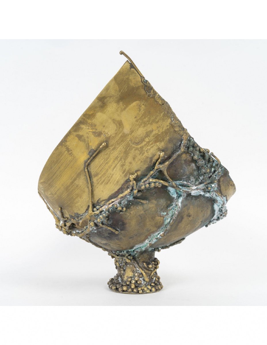 Brass Cup With Semi-precious Stone Inlay, 1960.-photo-3