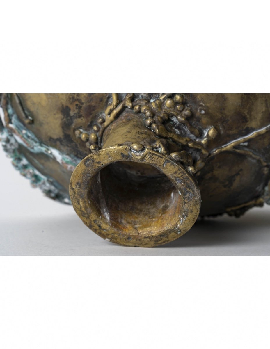 Brass Cup With Semi-precious Stone Inlay, 1960.-photo-4