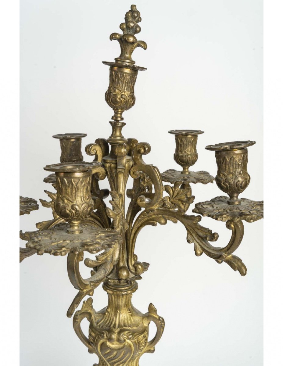 Importante Paire De Candélabres En Bronze Du XIXème Siècle.-photo-1