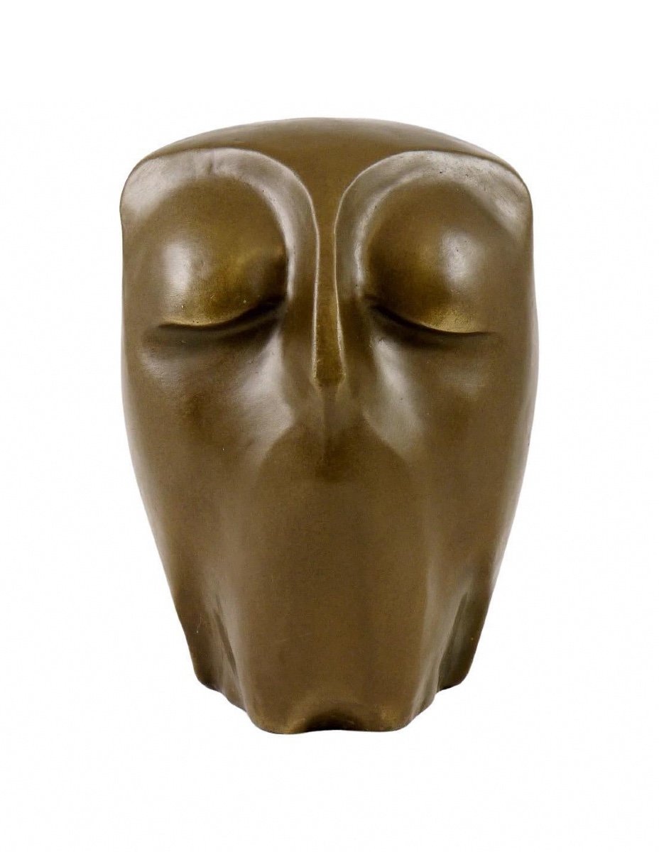 Patinated Bronze Sculpture Representing An Owl, Contemporary Art, 21st Century.