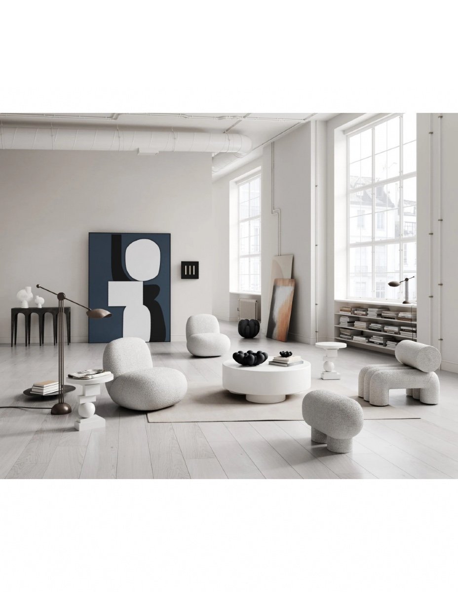 Bout De Canapé, Table D’appoint Couleur Blanc, Model Artiste, œuvre Contemporaine.-photo-1