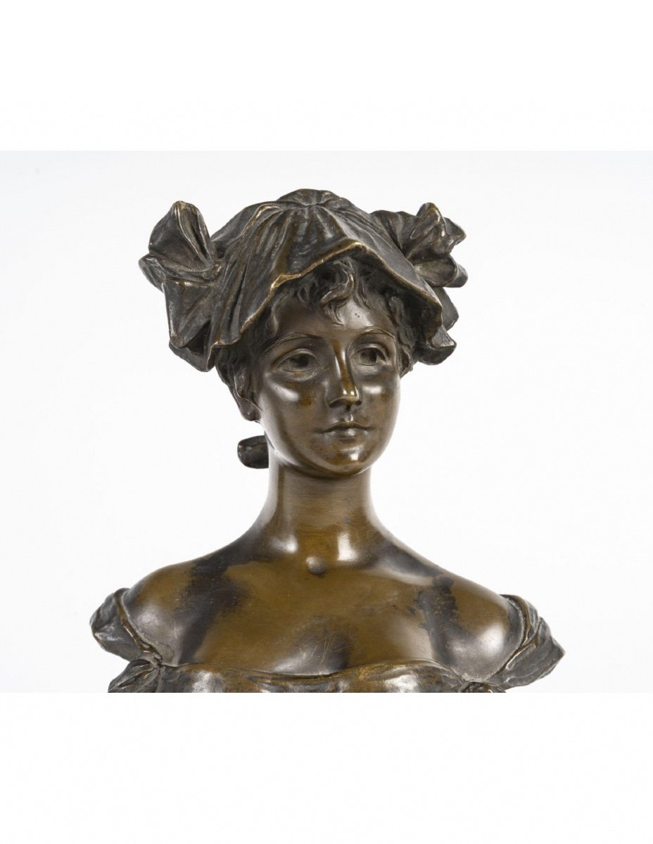 Pair Of Bronze Sculptures By Van Der Straeten, Art Nouveau, 1900.-photo-2