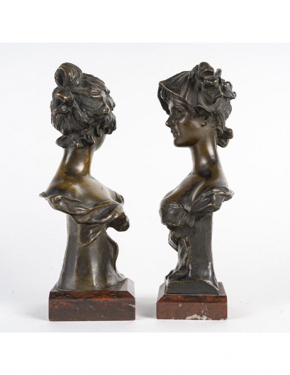 Pair Of Bronze Sculptures By Van Der Straeten, Art Nouveau, 1900.-photo-6