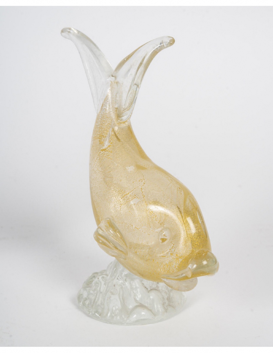 Pair Of Glass Sculptures Representing A Fish, Murano, 20th Century.-photo-4