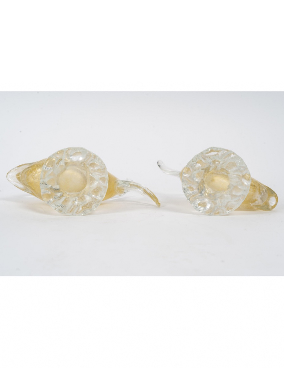 Pair Of Glass Sculptures Representing A Fish, Murano, 20th Century.-photo-2