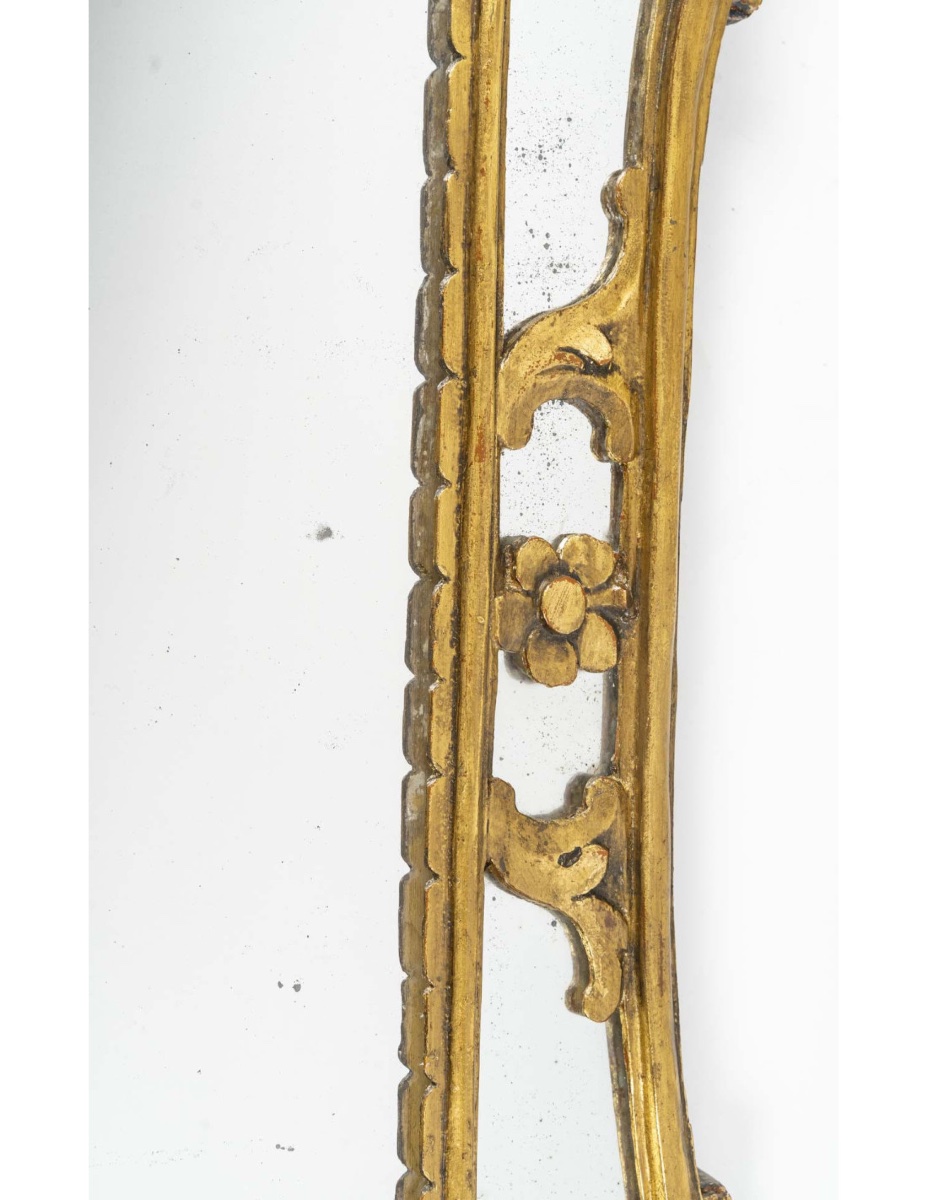 Miroir à Parclose En Bois Sculpté Et Doré De Style Louis XV, XIXème Siècle.-photo-1
