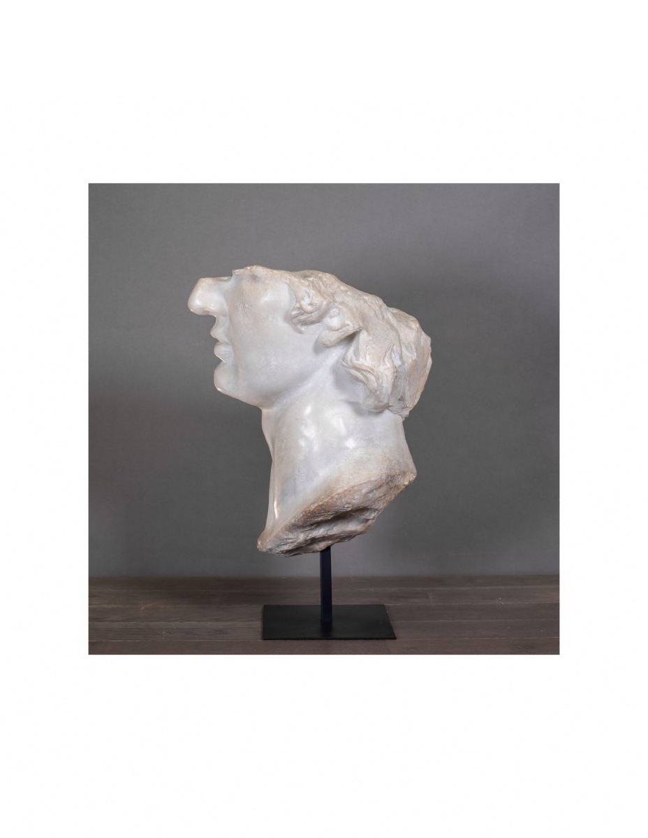 Medium-sized Resin Sculpture Depicting A Fragment Of The Apollo Sculpture.-photo-2