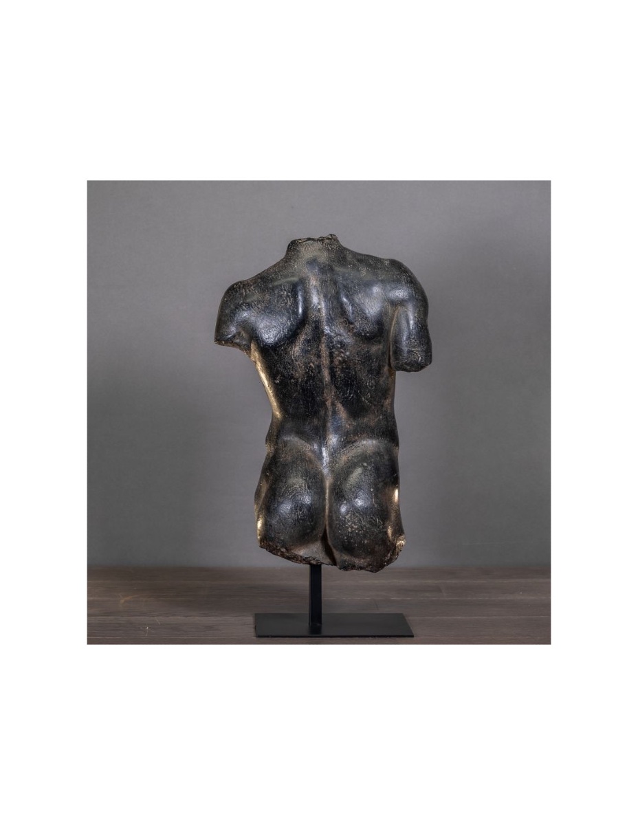 Sculpture Dans Le Goût De L’antique, Patine Noir,  Effet Marbre Noir.-photo-4