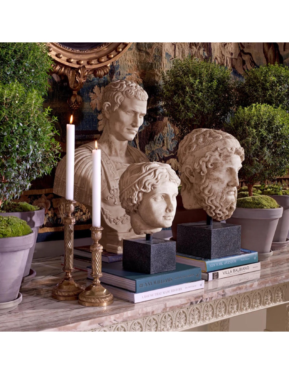 Marble Bust Representing Hermes, Patinated Marble, Contemporary Work.-photo-4