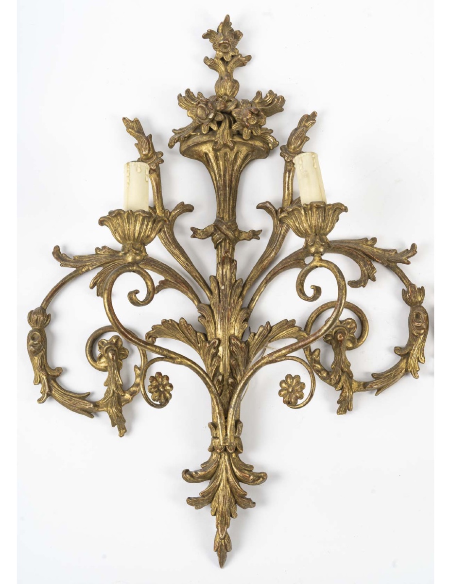Pair Of Louis XV Style Wall Sconces From The Early 20th Century, Napoleon III Style.-photo-4